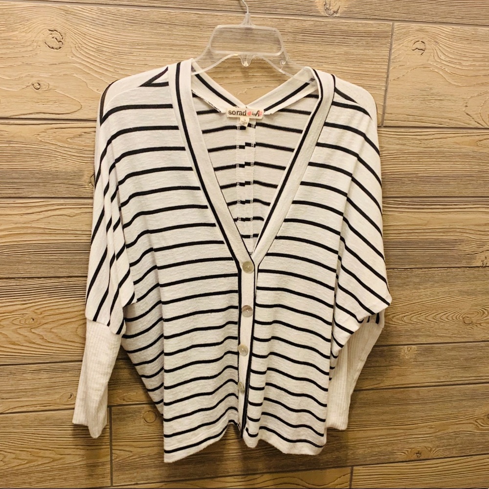 Black and white striped cardigan